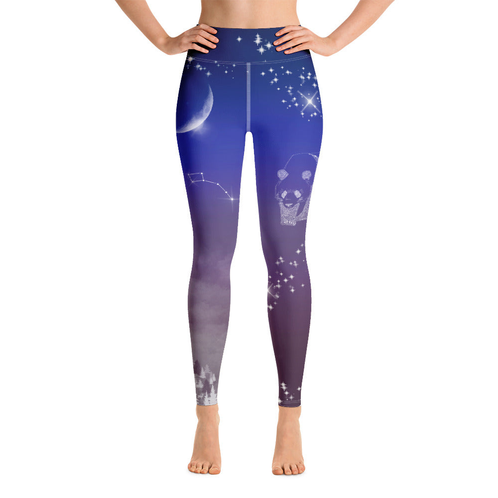 Galaxy Panda Yoga Leggings --- Twilight Purple