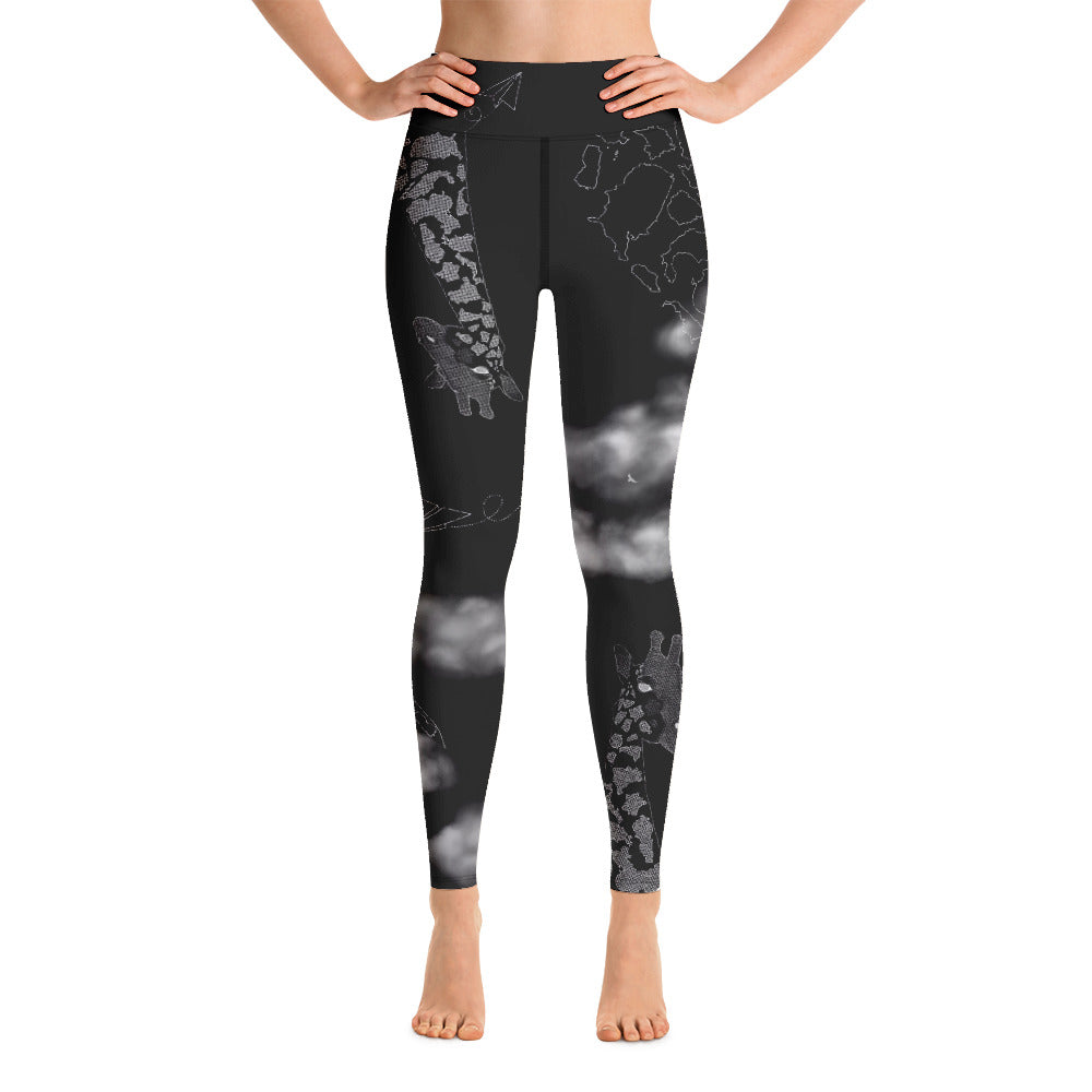 Countries Giraffe Yoga Leggings --- Black