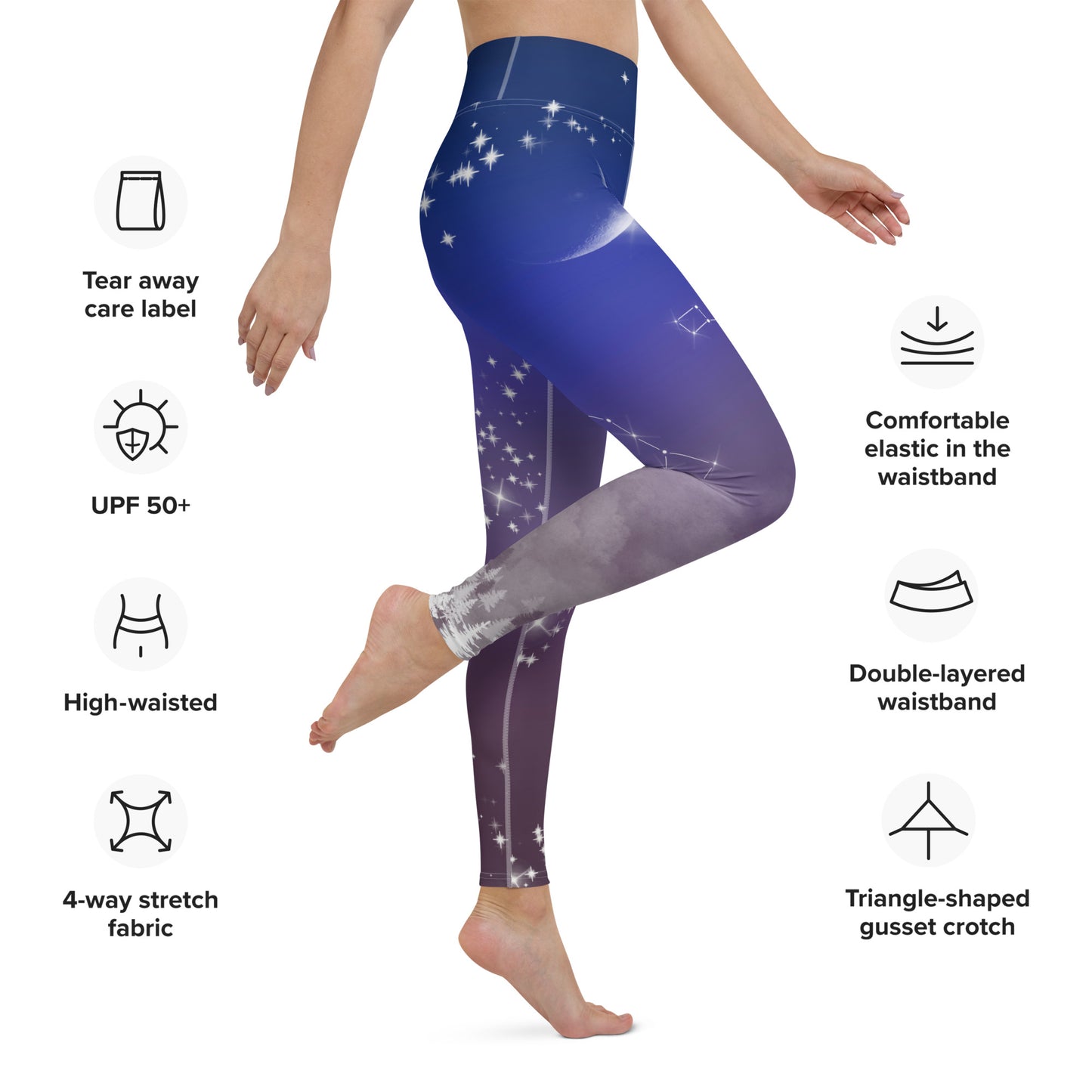 Galaxy Panda Yoga Leggings --- Twilight Purple