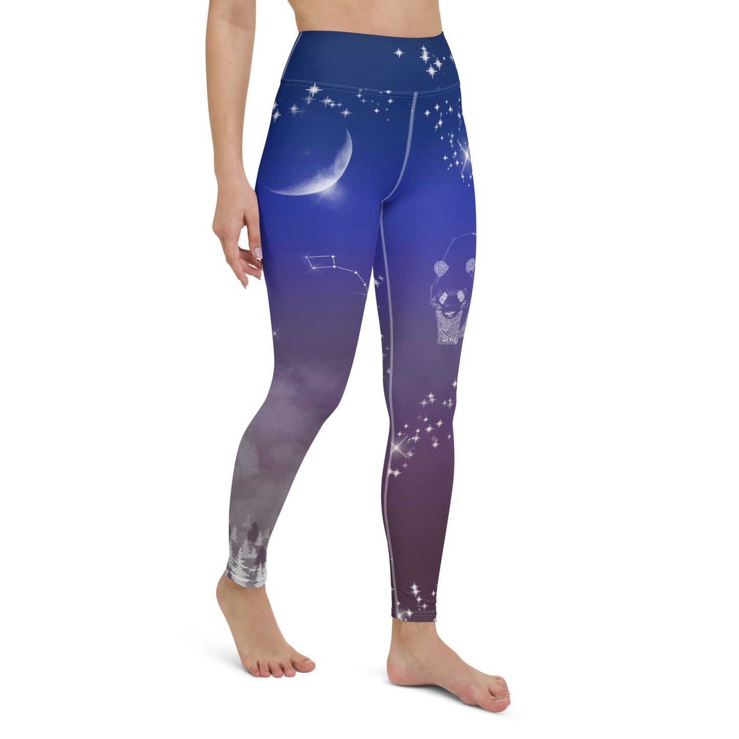 Galaxy Panda Yoga Leggings --- Twilight Purple