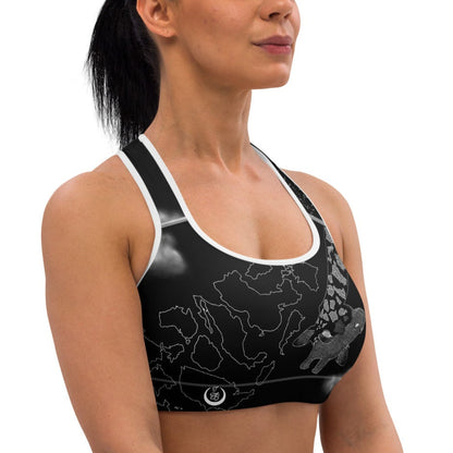 Countries Giraffe Padded Sports Bra --- Black
