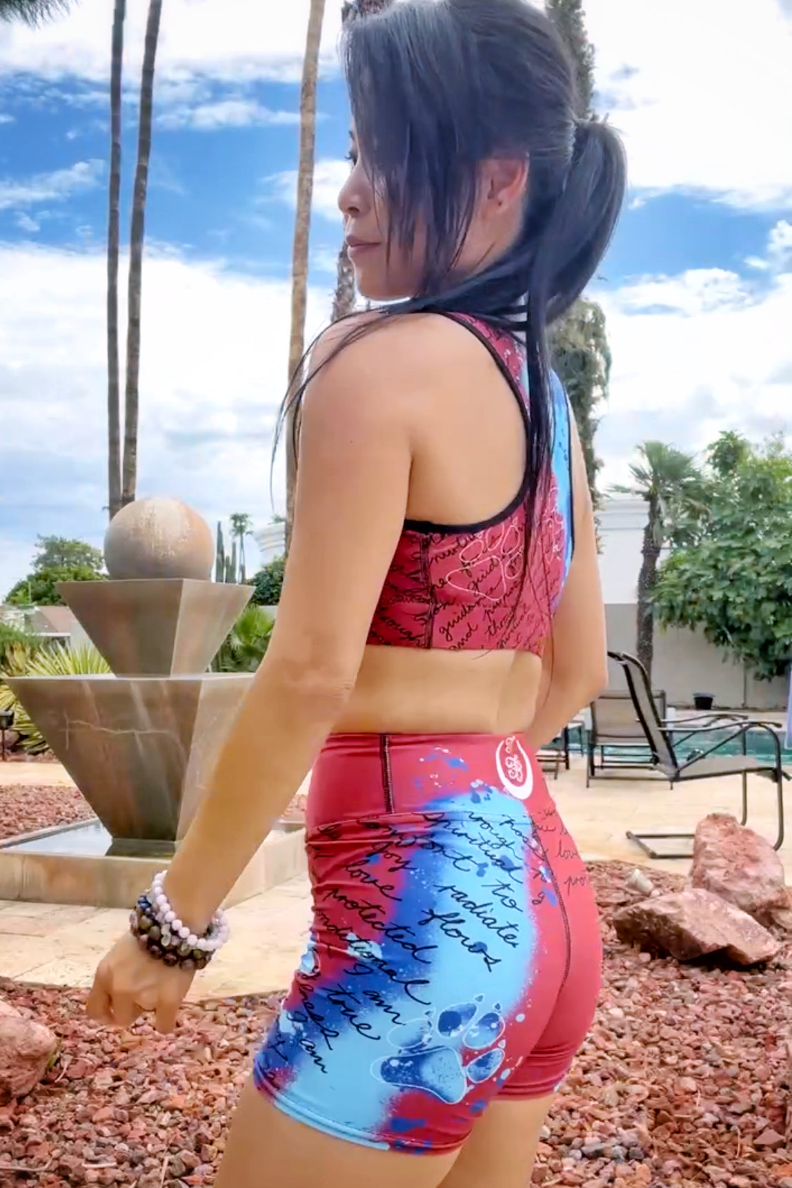 Pure Love German Shepherd Yoga Shorts --- Fiery Red