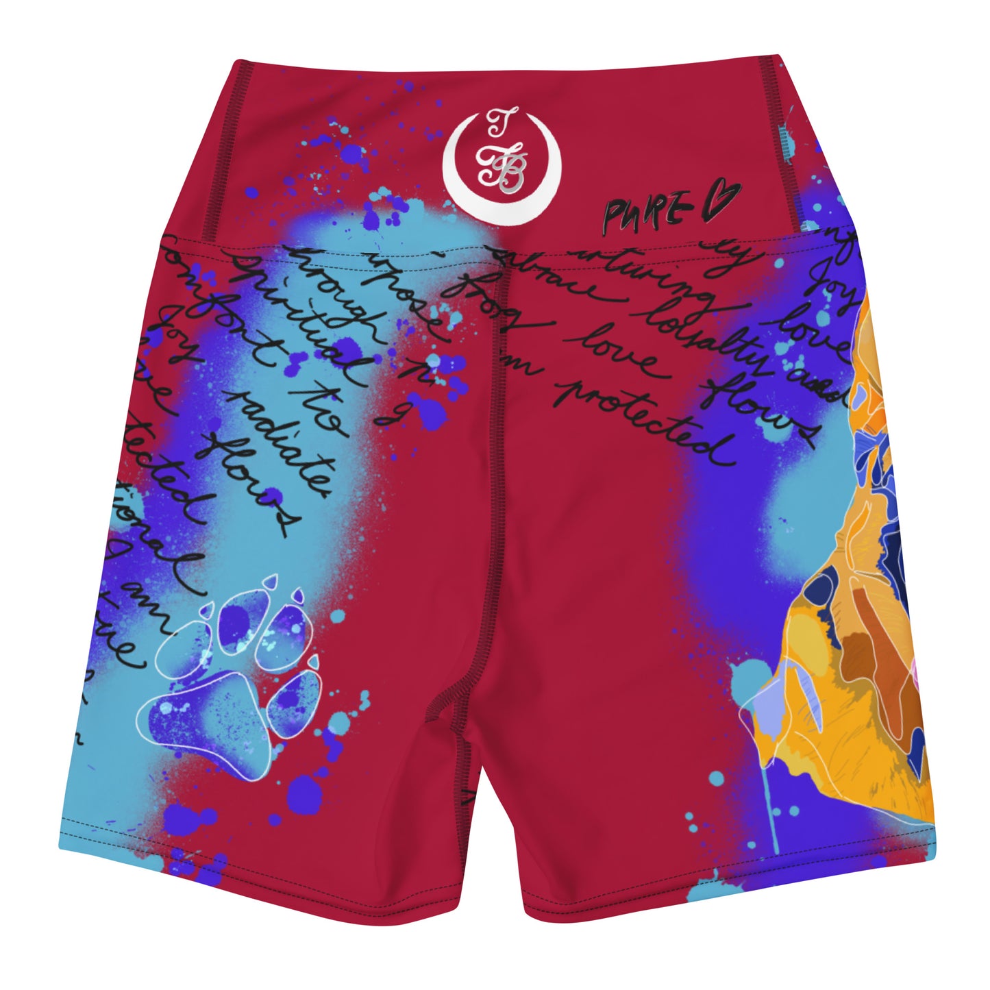 Pure Love German Shepherd Yoga Shorts --- Fiery Red