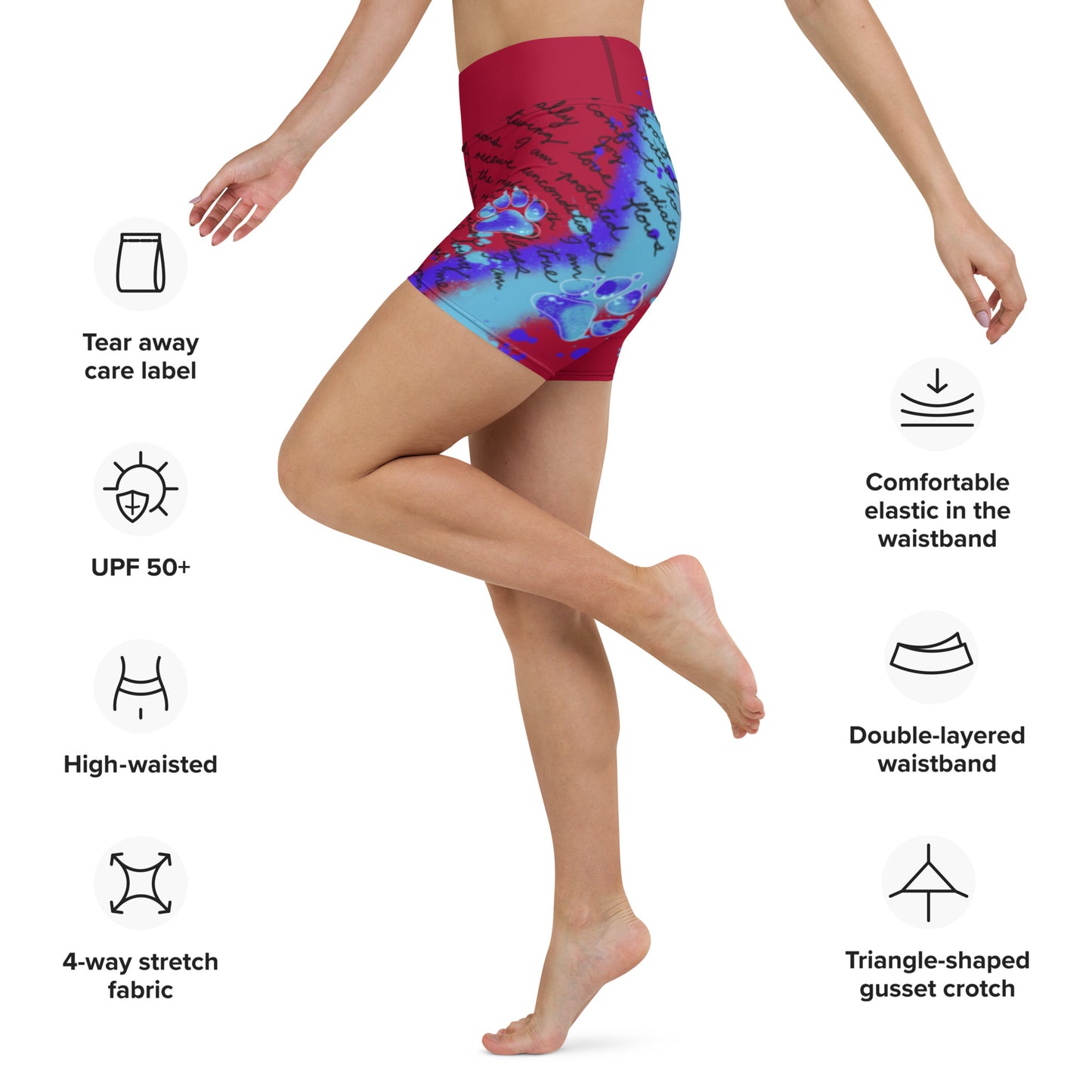 Pure Love German Shepherd Yoga Shorts --- Fiery Red