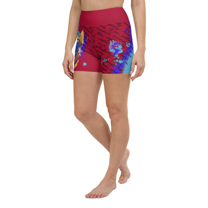 Pure Love German Shepherd Yoga Shorts --- Fiery Red