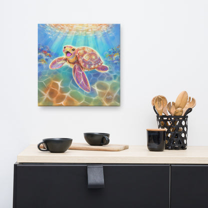 Ancient Ruins Sea Turtle Canvas