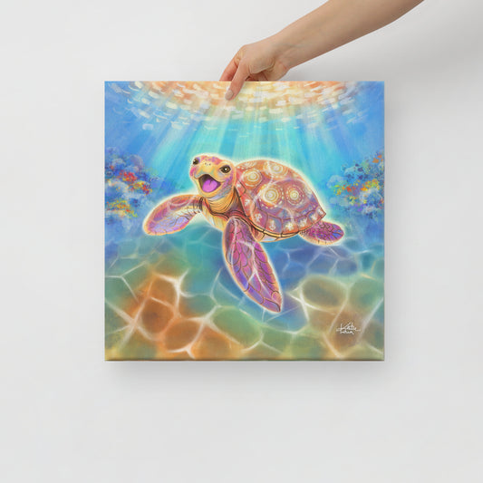 Ancient Ruins Sea Turtle Canvas