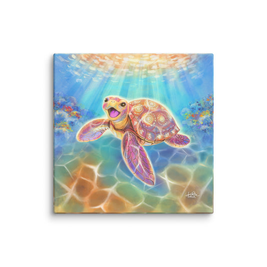 Ancient Ruins Sea Turtle Canvas