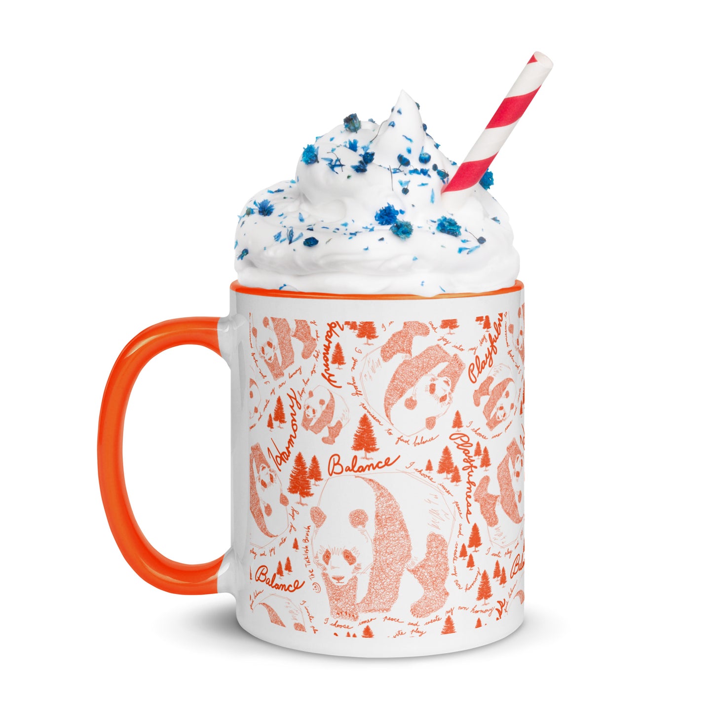 Panda Pattern Mug | Cheerful Orange