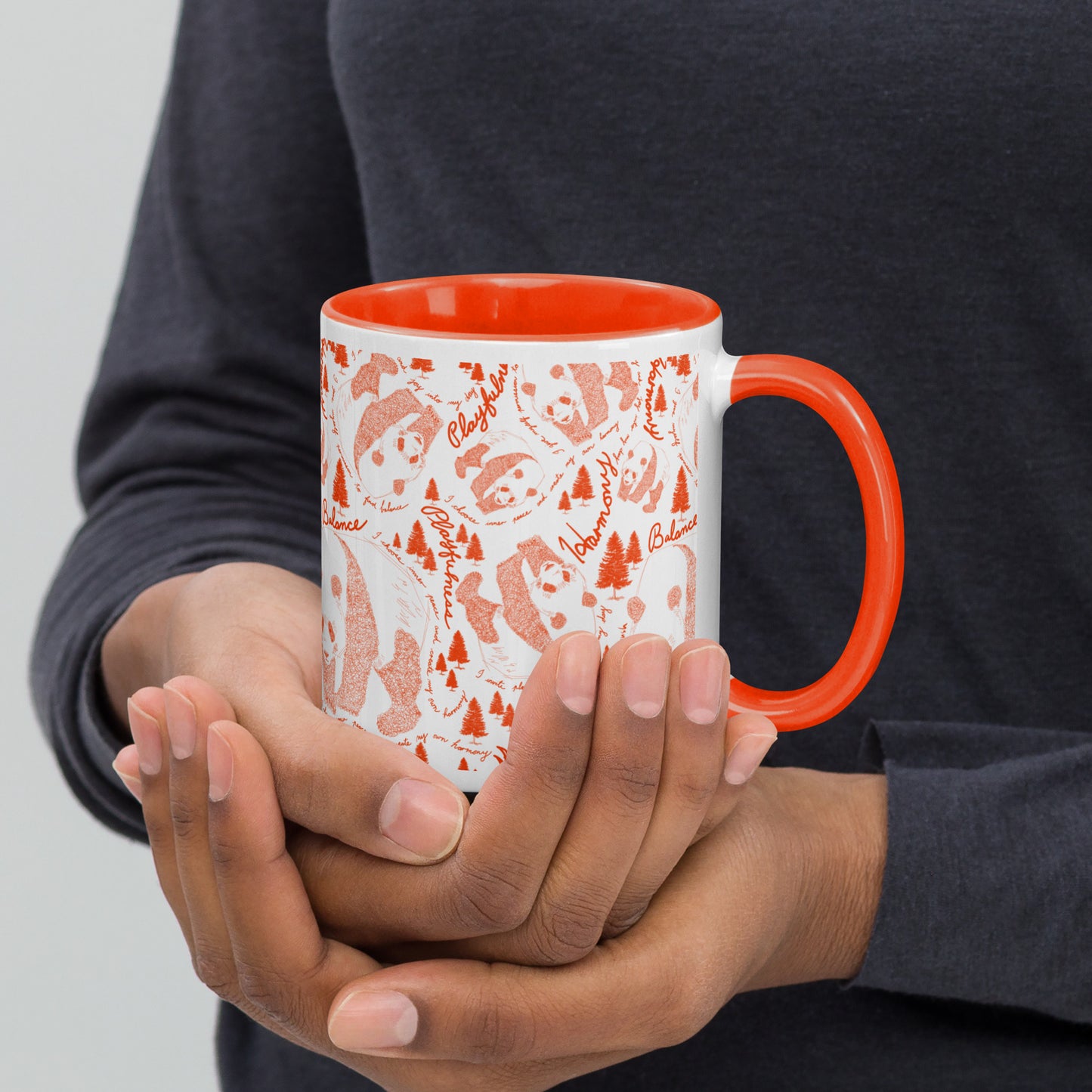 Panda Pattern Mug | Cheerful Orange