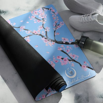 Swallow Cherry Blossom Yoga Mat | Sky Blue